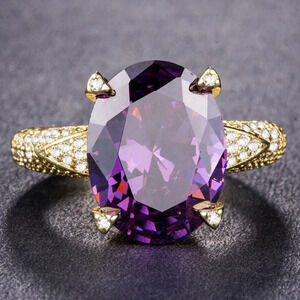 💕   18K Gold Plated Beautiful Purple CZ Women Promise Ring, FB16FA1022